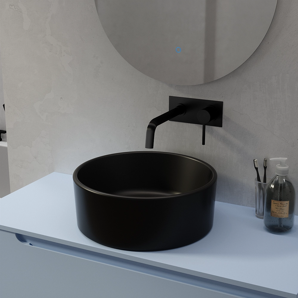 Lavabo da appoggio tondo 41,5x41,5x15,5cm Nero opaco Lavabo da appoggio tondo 41,5x41,5x15,5cm Nero opaco