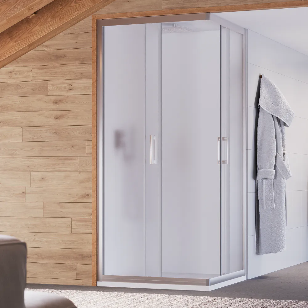 Box doccia 70x100 cm apertura angolare due ante scorrevoli vetro opaco h170 | Java Box doccia 70x100 cm apertura angolare due ante scorrevoli vetro opaco h170 | Java