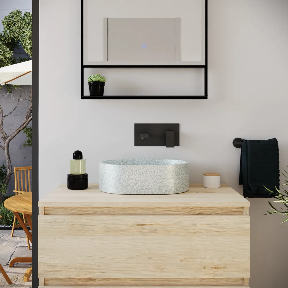 Lavabo da appoggio ovale in microcemento 40x28x12 cm bianco | Bolsena Lavabo da appoggio ovale in microcemento 40x28x12 cm bianco | Bolsena