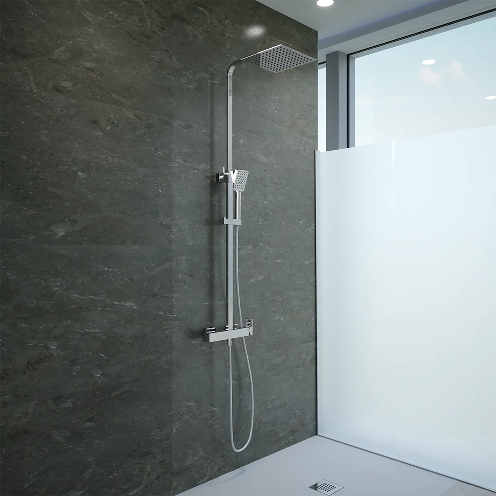 Colonna doccia squadrata cromata con miscelatore meccanico | Mosa Colonna doccia squadrata cromata con miscelatore meccanico | Mosa