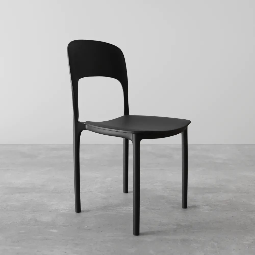 Sedia impilabile in polipropilene nera | Ines