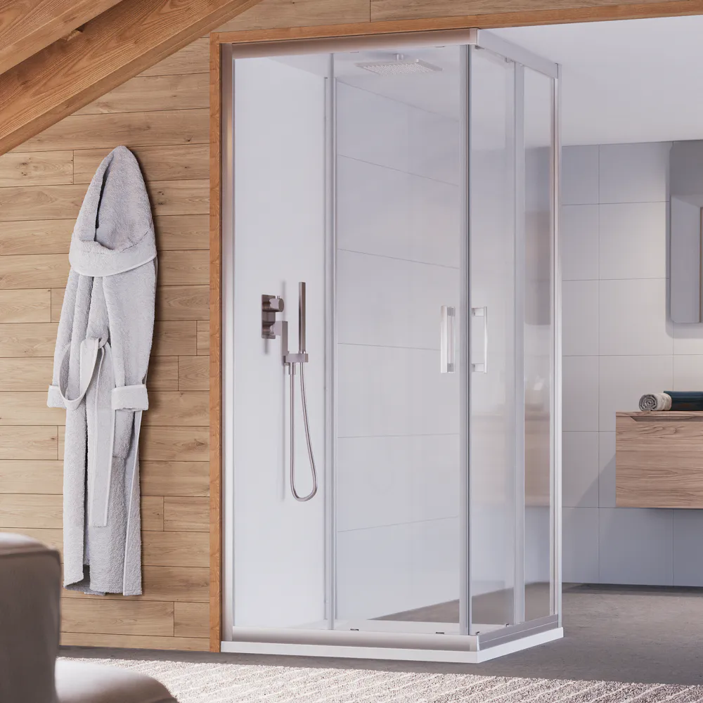 Box doccia 3 lati cromato 70x100x70cm vetro 6mm trasparente con angolare scorrevole e parete fissa h 170cm | Java Box doccia 3 lati cromato 70x100x70cm vetro 6mm trasparente con angolare scorrevole e parete fissa h 170cm | Java