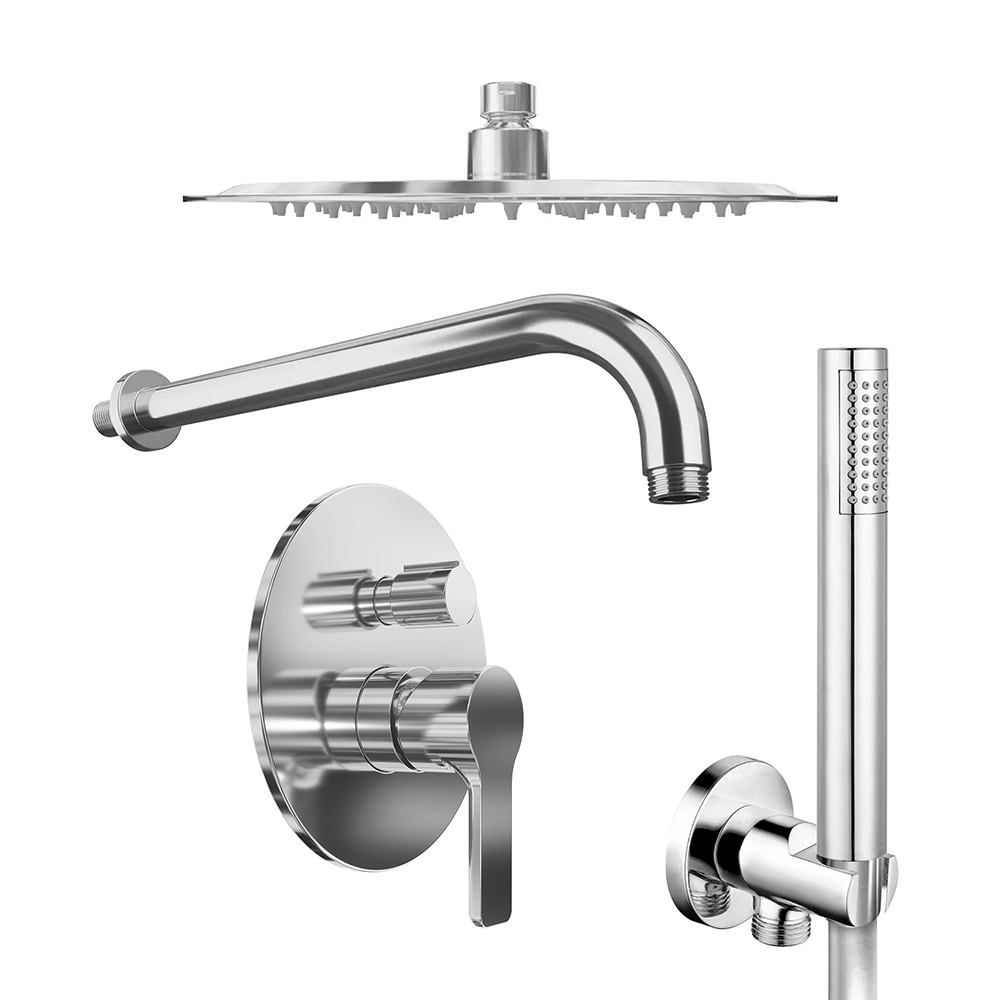 Set doccia cromato - Miscelatore incasso 2 vie Mia, braccio 35cm, soffione slim 30cm e doccino Set doccia cromato - Miscelatore incasso 2 vie Mia, braccio 35cm, soffione slim 30cm e doccino