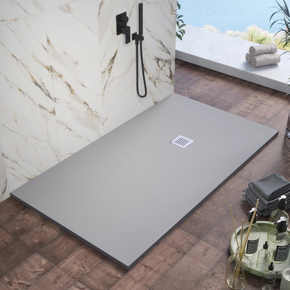 Piatto doccia 80x120cm in marmoresina grigio effetto pietra | Kos Piatto doccia 80x120cm in marmoresina grigio effetto pietra | Kos