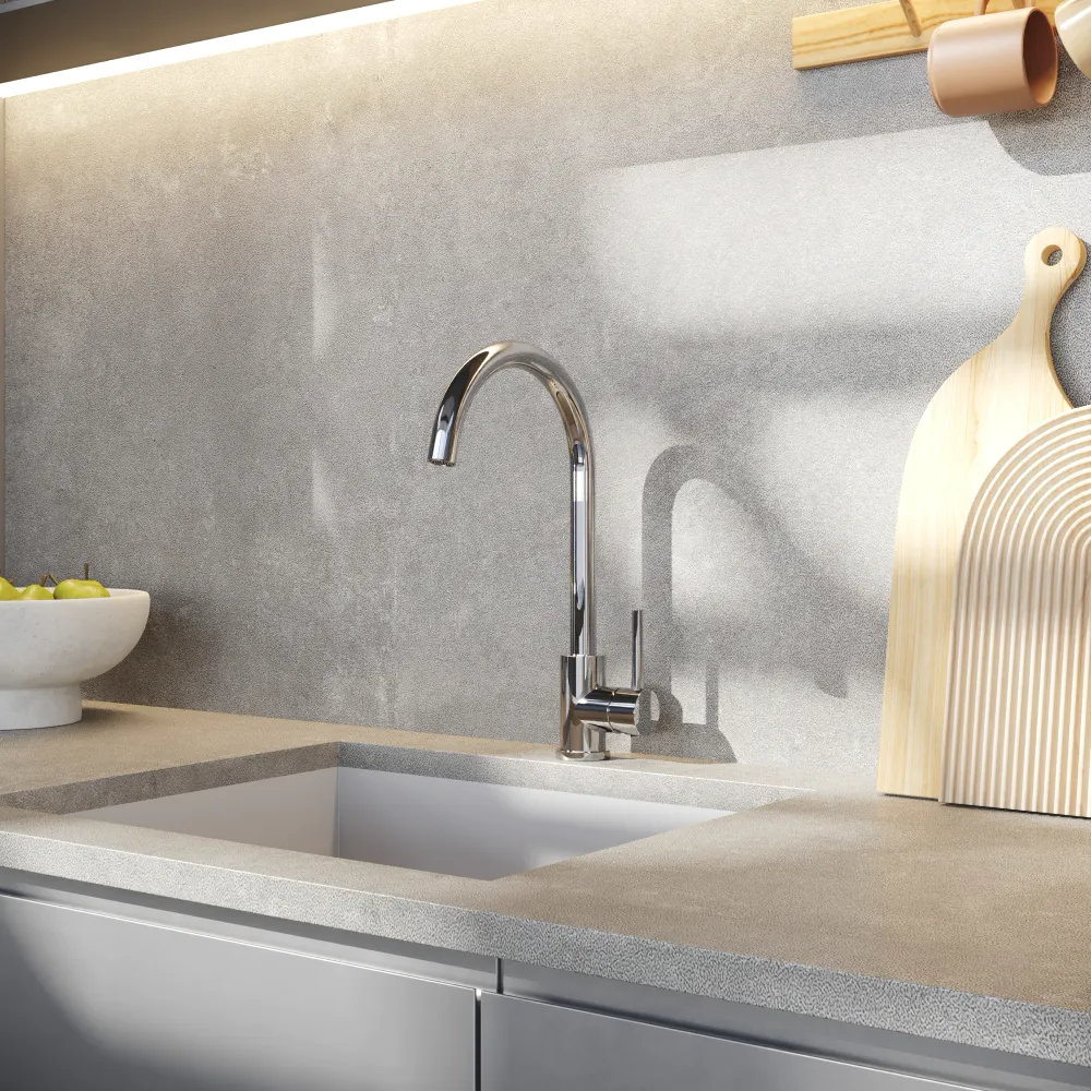Miscelatore lavello cucina girevole in acciaio inox cromato | Cumino
