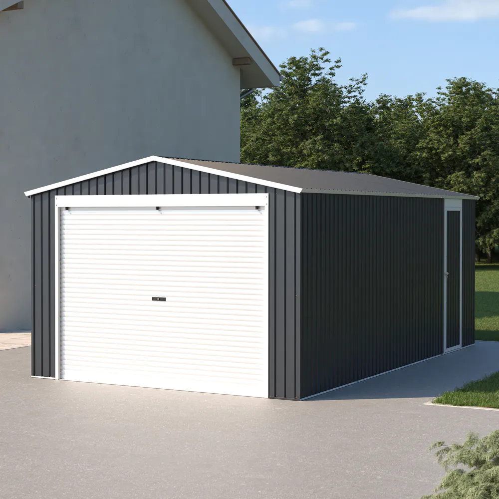 Garage per auto con saracinesca in accaio zincato 338x576xh243 cm grigio scuro - 19,5mq Garage per auto con saracinesca in accaio zincato 338x576xh243 cm grigio scuro - 19,5mq