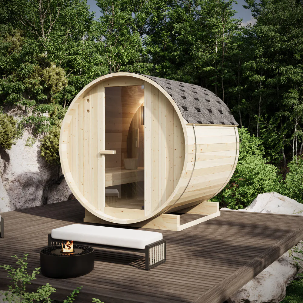 Sauna finlandese da esterno 4 persone 185x180 cm h190 in legno di abete | Onsen Sauna finlandese da esterno 4 persone 185x180 cm h190 in legno di abete | Onsen