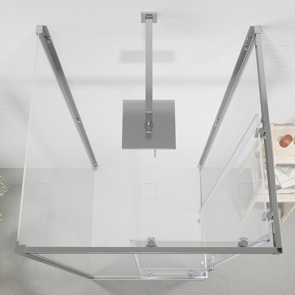 Box doccia cromato 3 lati 70x90x70 cm con doppio scorrevole h190 cm e vetro trasparente 6 mm | Tremiti Box doccia cromato 3 lati 70x90x70 cm con doppio scorrevole h190 cm e vetro trasparente 6 mm | Tremiti