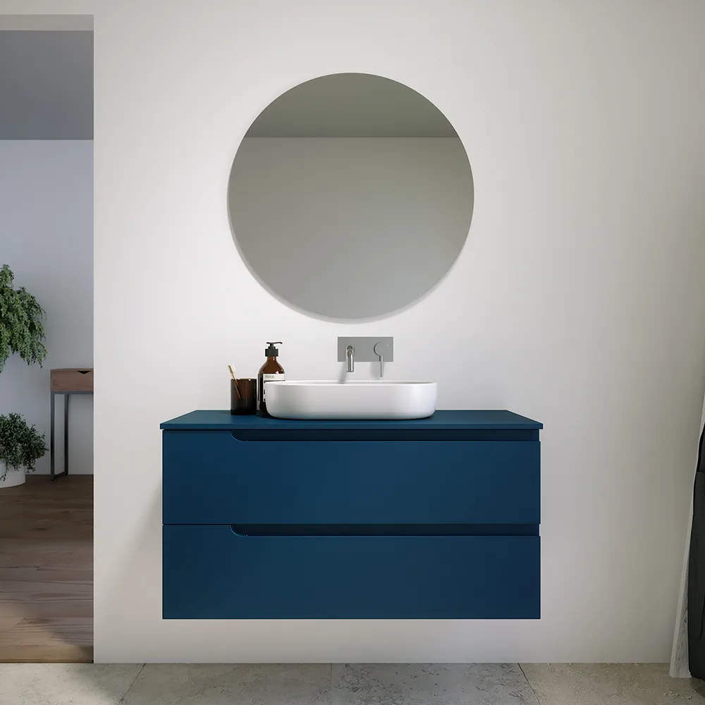 Mobile bagno sospeso 60 cm due cassetti blu zaffiro opaco con top | Ardenne Mobile bagno sospeso 60 cm due cassetti blu zaffiro opaco con top | Ardenne