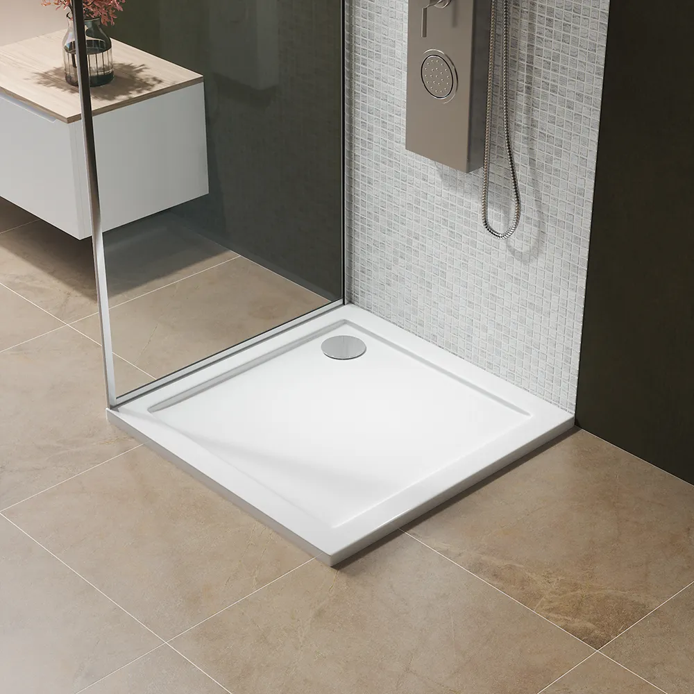 Piatto doccia 70x70 cm bianco lucido bordato in acrilico rinforzato | Asteios Piatto doccia 70x70 cm bianco lucido bordato in acrilico rinforzato | Asteios