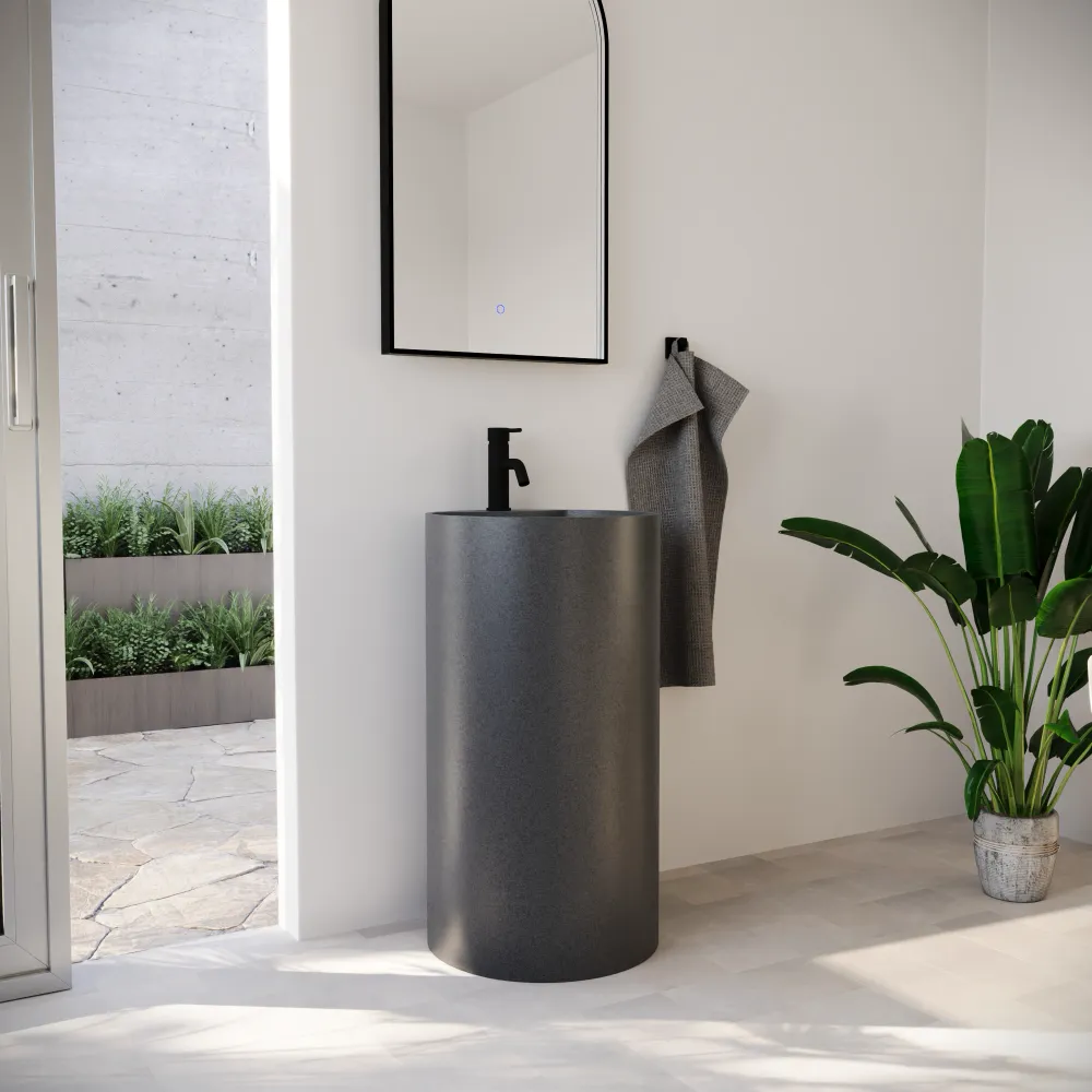 Lavabo freestanding tondo 45x83 cm in micrcocemento nero | Coral Lavabo freestanding tondo 45x83 cm in micrcocemento nero | Coral