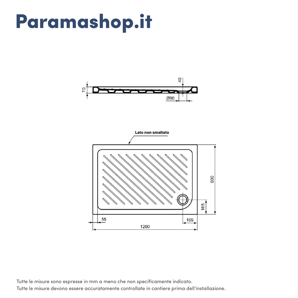 Ideal Standard piatto doccia 80x120x7h cm in ceramica bianco lucido design anti-scivolo mod. Eurovit Ideal Standard piatto doccia 80x120x7h cm in ceramica bianco lucido design anti-scivolo mod. Eurovit