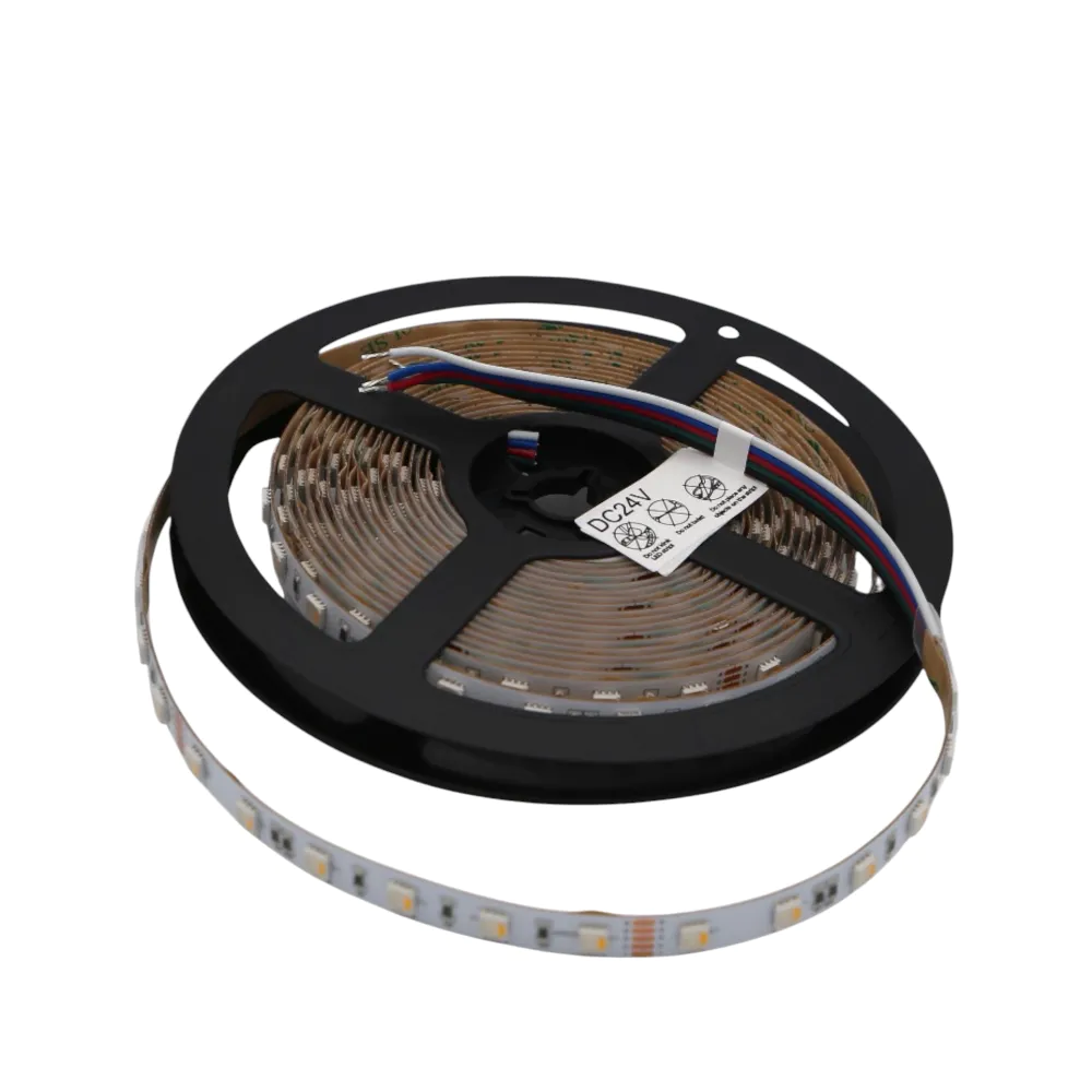 Striscia LED RGBW 24V 5m tagliabile ogni 10cm 18W/m luce calda 3000K