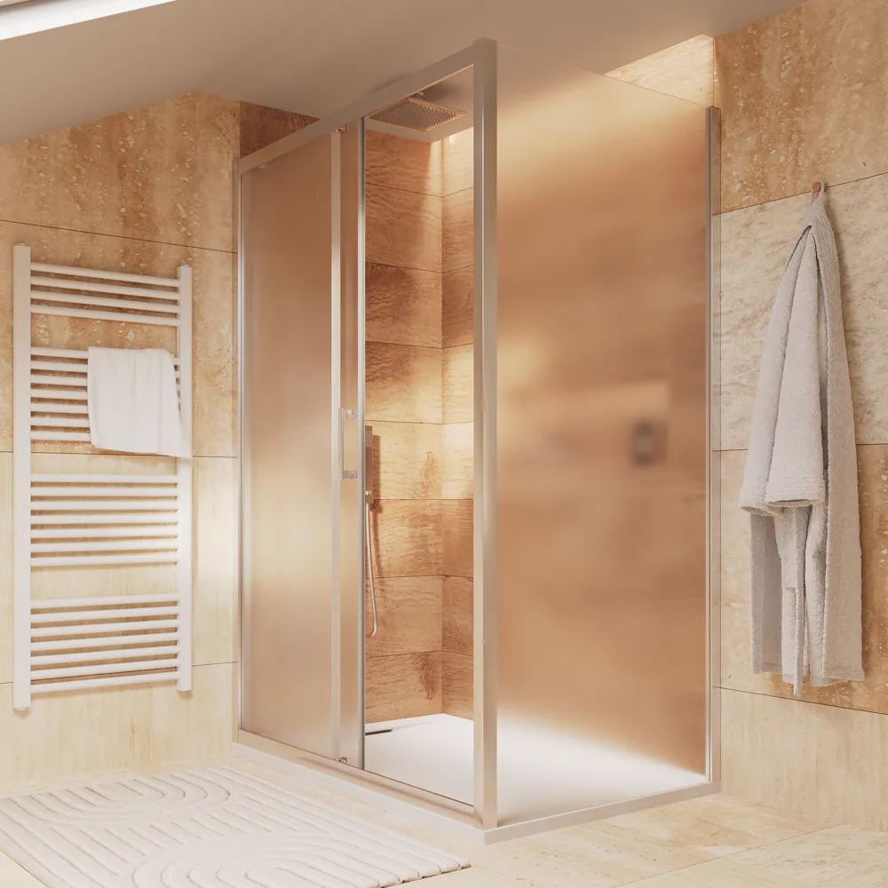 Box doccia cromato 140x80cm vetro 6mm opaco apertura scorrevole h170cm | Sicily Box doccia cromato 140x80cm vetro 6mm opaco apertura scorrevole h170cm | Sicily
