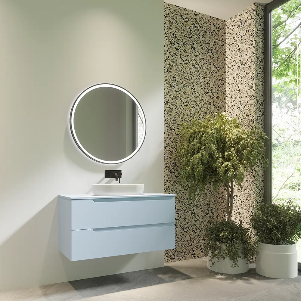 Mobile bagno sospeso 70 cm due cassetti color carta da zucchero con top | Moor Mobile bagno sospeso 70 cm due cassetti color carta da zucchero con top | Moor