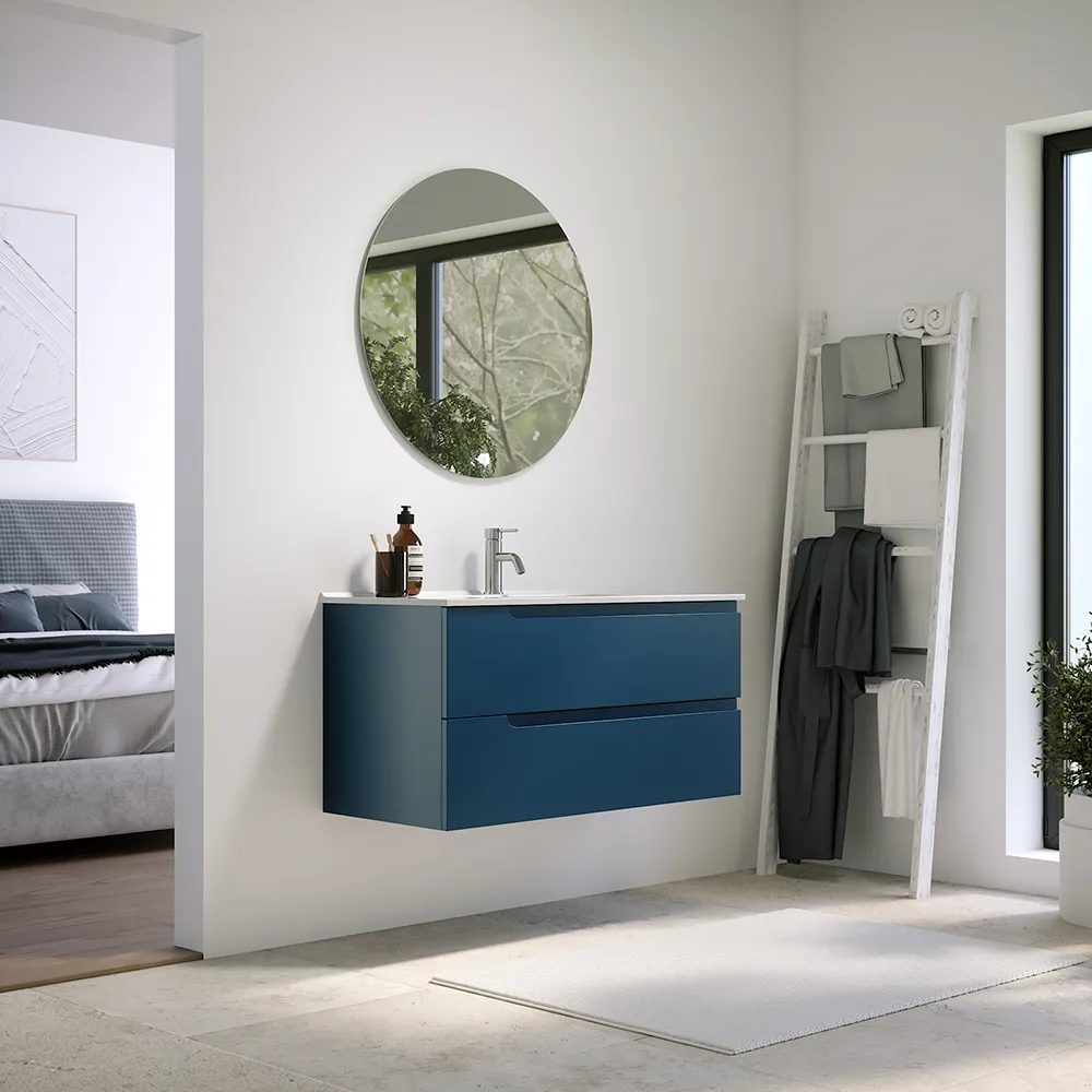 Mobile bagno sospeso 120 cm due cassetti blu zaffiro opaco con lavabo | Ardenne Mobile bagno sospeso 120 cm due cassetti blu zaffiro opaco con lavabo | Ardenne