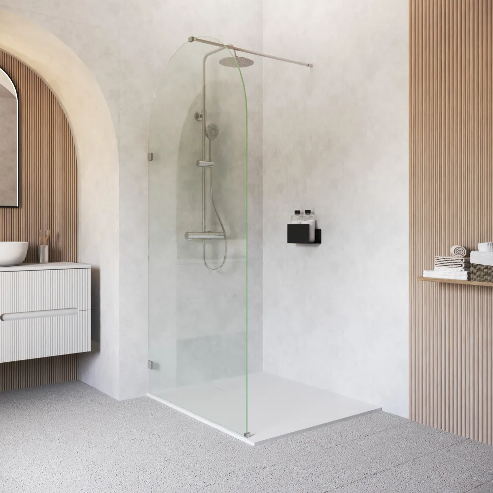 Doccia walk-in arco 100cm con cerniere nickel spazzolato vetro trasparente 8mm easy clean h200| Nusa