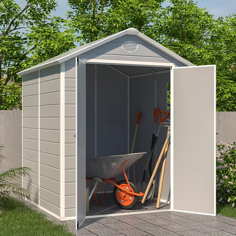 Casetta da giardino in polipropilene grigio 1,90x1,92xh2,26m - 60kg - 2,57 metri quadri Casetta da giardino in polipropilene grigio 1,90x1,92xh2,26m - 60kg - 2,57 metri quadri