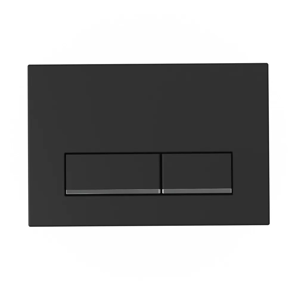Placca di scarico doppio tasto in ABS nero opaco e cromato Placca di scarico doppio tasto in ABS nero opaco e cromato