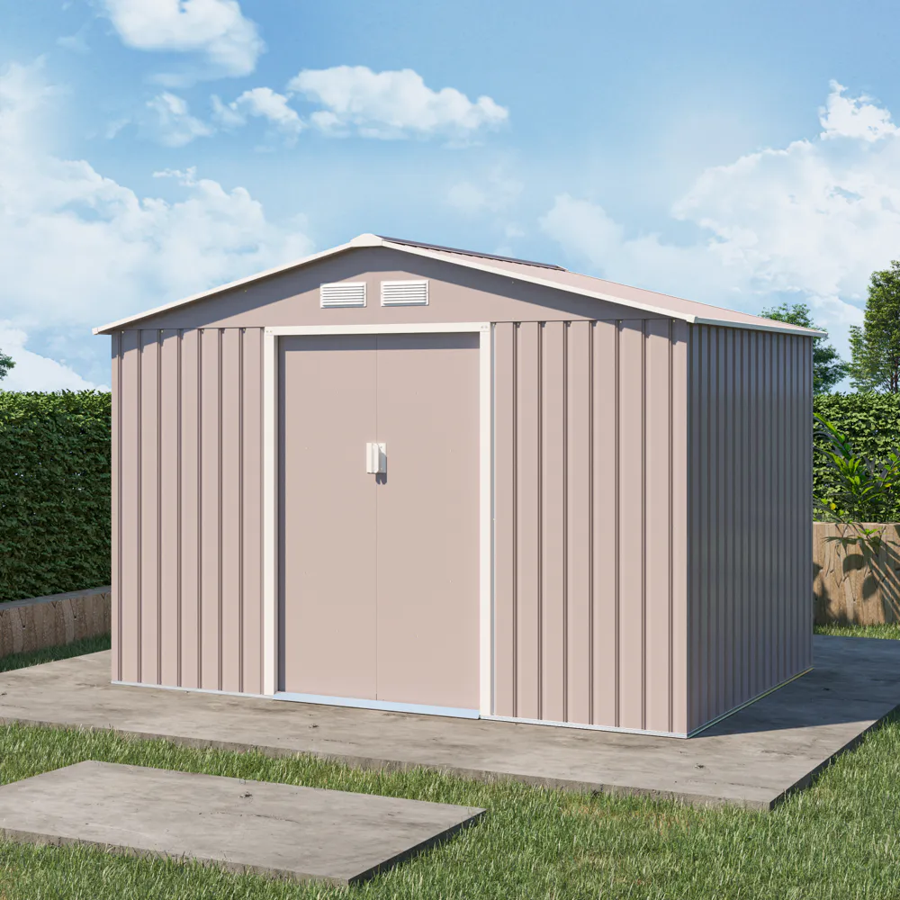 Casetta da giardino in acciaio zincato grigio chiaro 2,77x1,95x1,93 m - 65kg - 4,8 metri quadri