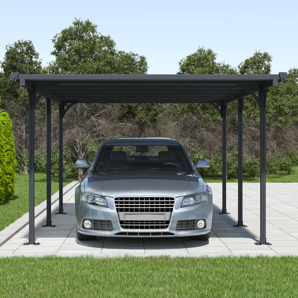 Tettoia per auto 502x313xh205cm in alluminio e policarbonato antracite