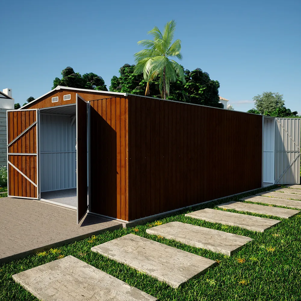 Casetta da giardino in acciaio zincato effetto legno 5,96x3,56xh2,17m -258kg - 21,2 metri quadri Casetta da giardino in acciaio zincato effetto legno 5,96x3,56xh2,17m -258kg - 21,2 metri quadri