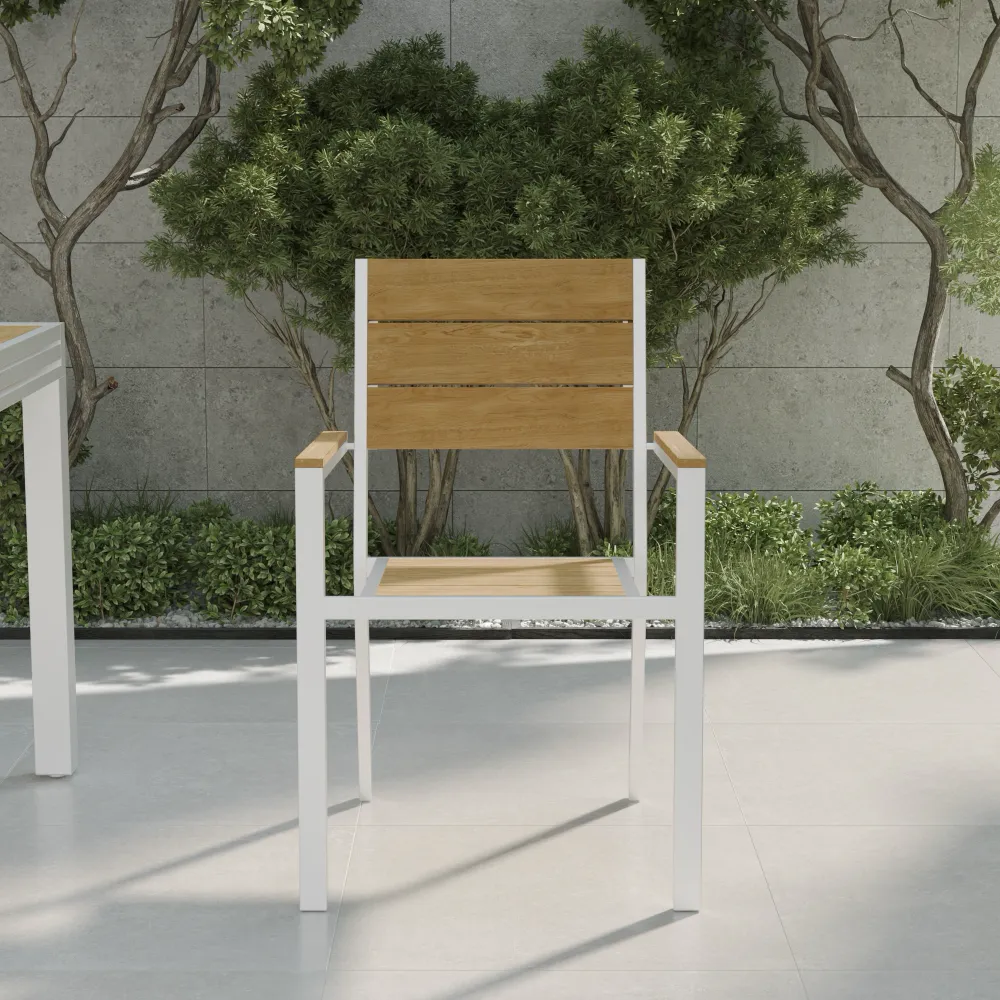 Sedia da esterno a doghe in polywood bianca | Camir Sedia da esterno a doghe in polywood bianca | Camir