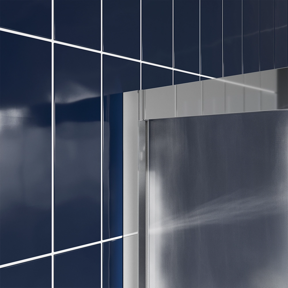 Dettaglio profilo in alluminio cromato cabina doccia mod. Tenerife ad angolo Dettaglio profilo in alluminio cromato cabina doccia mod. Tenerife ad angolo