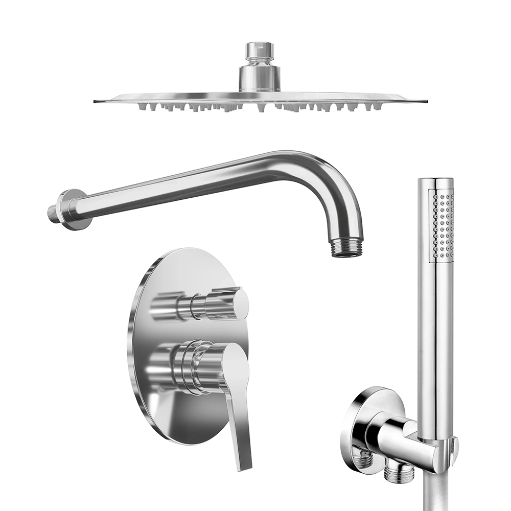 Set doccia cromato - Miscelatore incasso 2 vie Sophia, braccio 35cm, soffione slim 30cm e doccino Set doccia cromato - Miscelatore incasso 2 vie Sophia, braccio 35cm, soffione slim 30cm e doccino