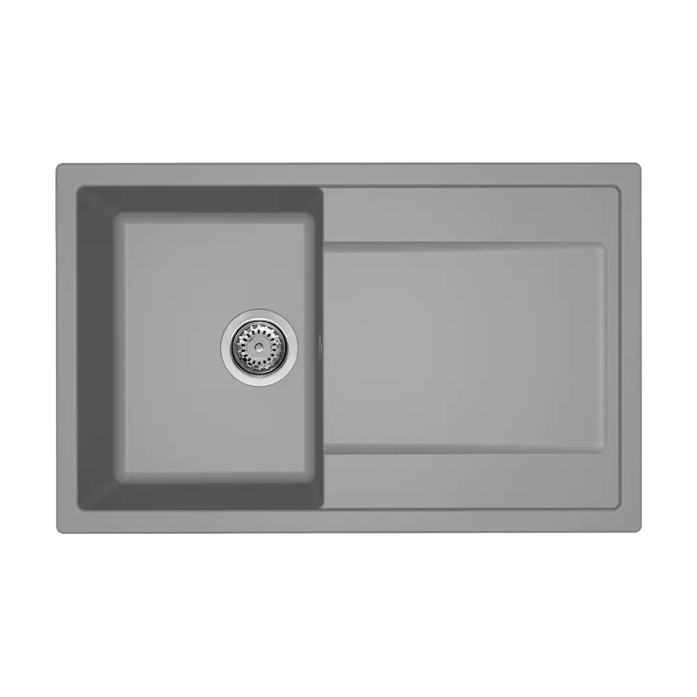 Elleci lavello da cucina 1 vasca con gocciolatoio 79x50cm in granitek cemento installazione sopratop | Life 300 Elleci lavello da cucina 1 vasca con gocciolatoio 79x50cm in granitek cemento installazione sopratop | Life 300