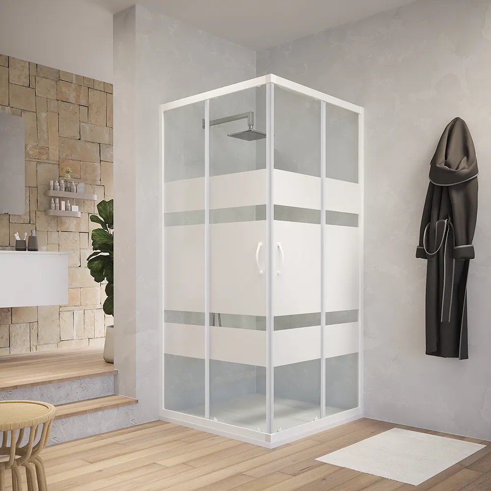 Box doccia angolare 70x70 cm serigrafato 4 mm profili bianchi | Grenada Box doccia angolare 70x70 cm serigrafato 4 mm profili bianchi | Grenada