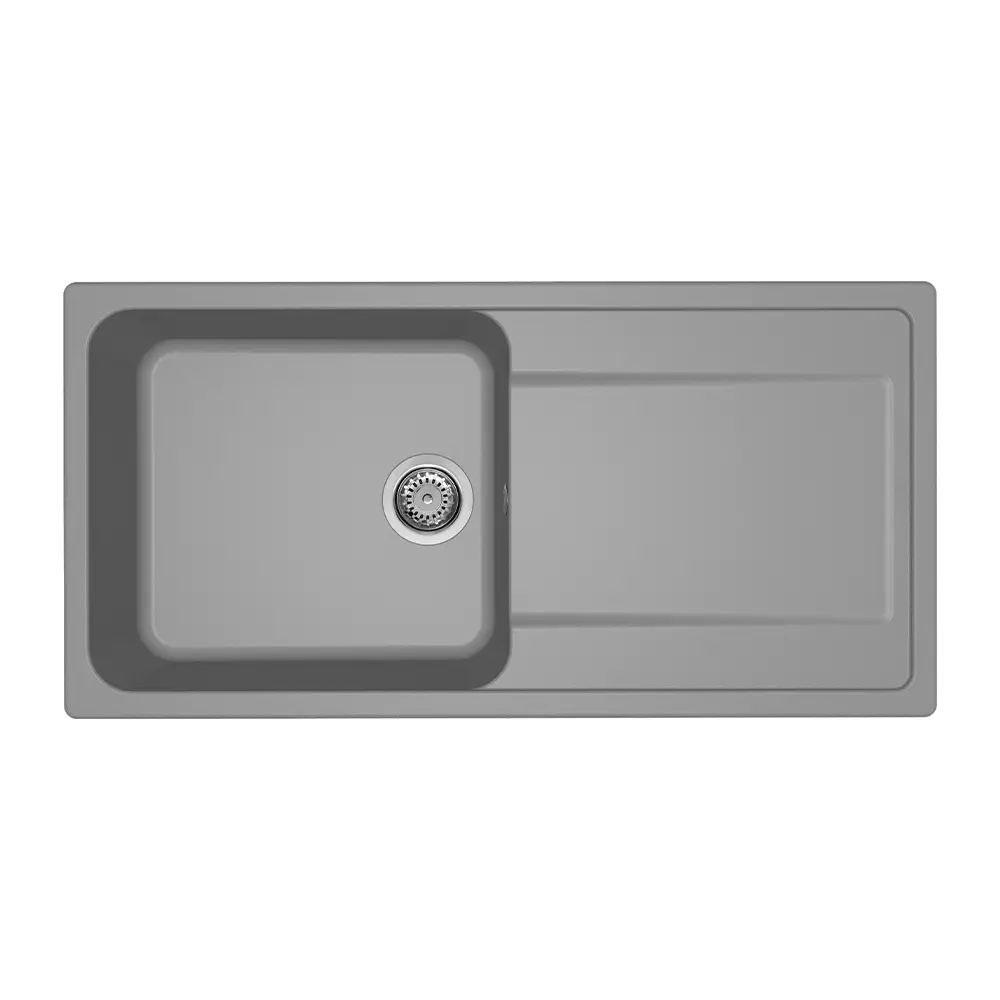 Elleci lavello da cucina 1 vasca con gocciolatoio 100x50cm in granitek cemento installazione sopratop | Life 480 Elleci lavello da cucina 1 vasca con gocciolatoio 100x50cm in granitek cemento installazione sopratop | Life 480