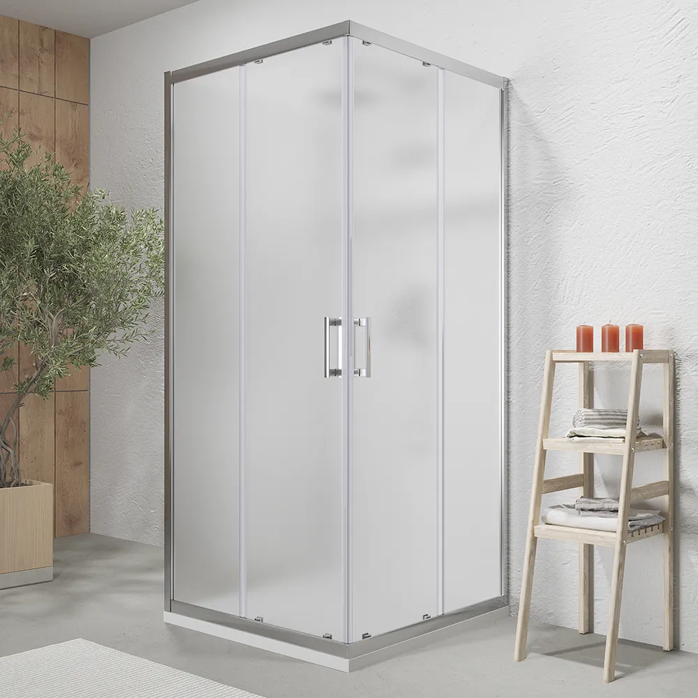Box doccia cromato 3 lati 70x90x70 cm con doppio scorrevole h190 cm e vetro opaco 6 mm | Tremiti Box doccia cromato 3 lati 70x90x70 cm con doppio scorrevole h190 cm e vetro opaco 6 mm | Tremiti