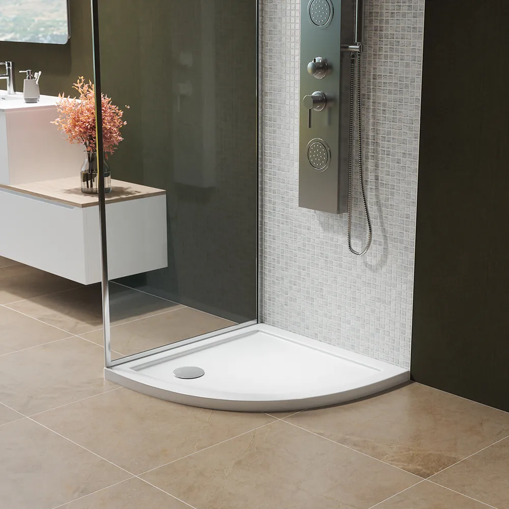 Piatto doccia semicircolare 80x80 cm bianco lucido bordato in acrilico rinforzato | Asteios Piatto doccia semicircolare 80x80 cm bianco lucido bordato in acrilico rinforzato | Asteios