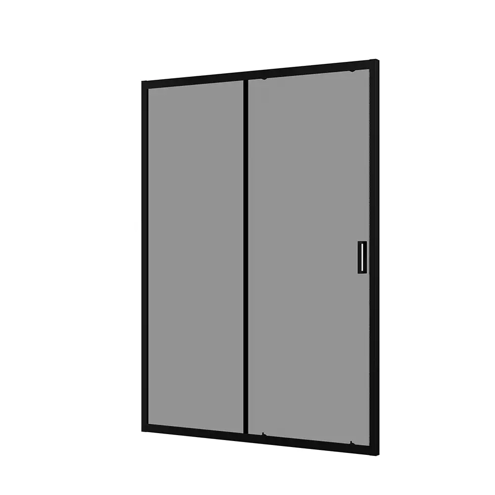 Porta doccia per nicchia mod. Sicily con profili alluminio nero e vetro temperato fume - Sfondo bianco Porta doccia per nicchia mod. Sicily con profili alluminio nero e vetro temperato fume - Sfondo bianco