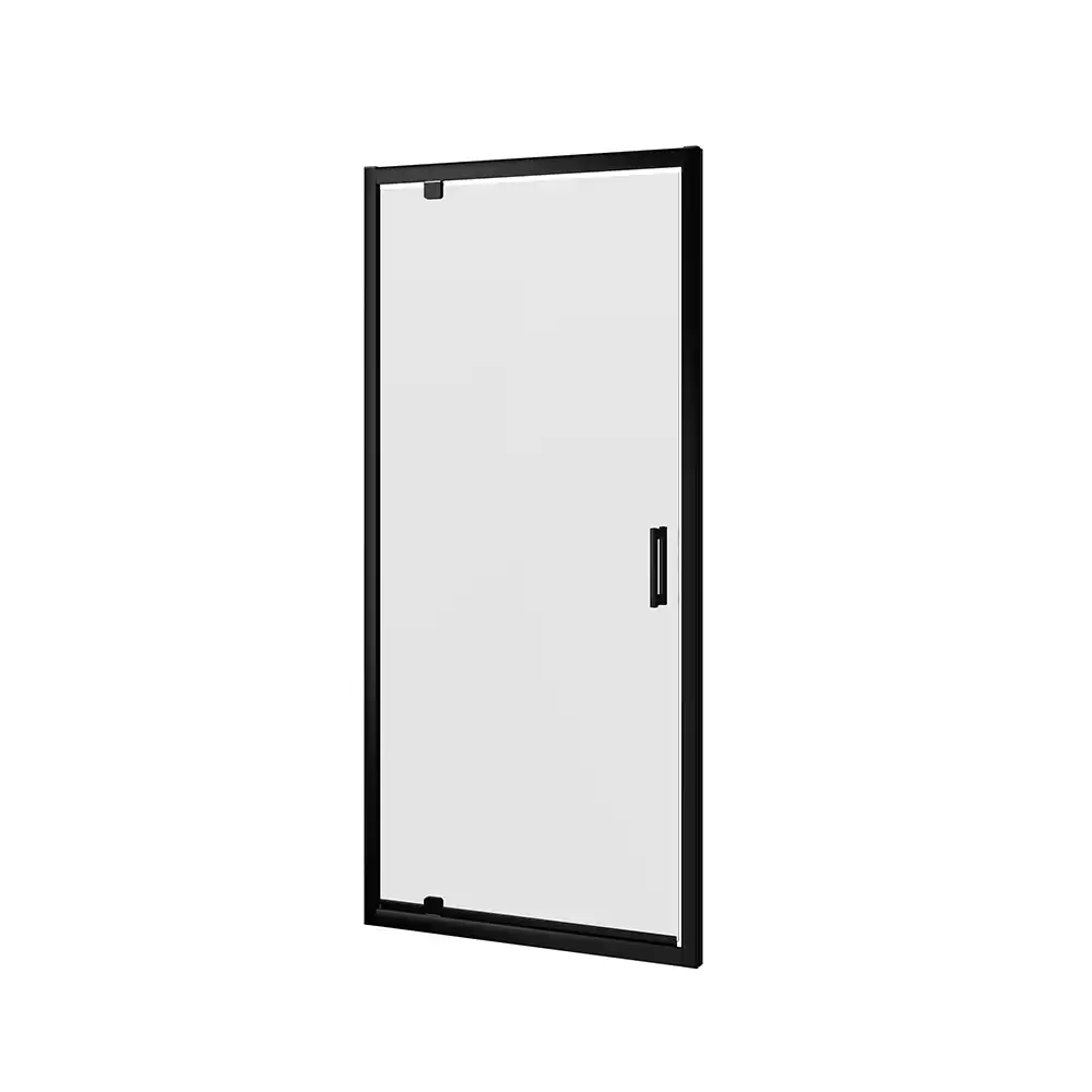 Porta doccia 80 cm apertura a battente profili neri opachi vetro trasparente | Apulia Porta doccia 80 cm apertura a battente profili neri opachi vetro trasparente | Apulia