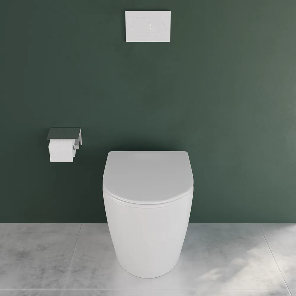 Vaso WC filomuro rimless in ceramica bianco lucido con sedile soft-close | Europa Small Vaso WC filomuro rimless in ceramica bianco lucido con sedile soft-close | Europa Small