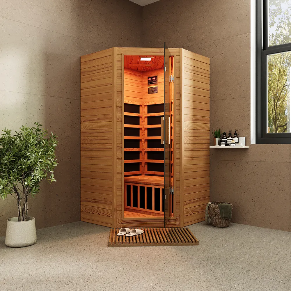 Sauna ad infrarossi 107x107 CM H188 in legno Hemlock con radio integrata | Tampere Sauna ad infrarossi 107x107 CM H188 in legno Hemlock con radio integrata | Tampere