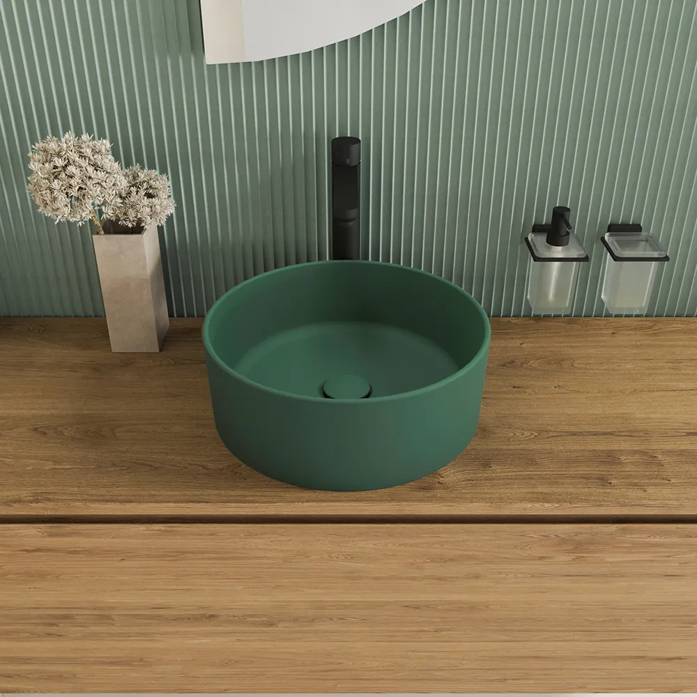 Lavabo da appoggio tondo 37,5x37,5x13,5 verde | Tirreno Lavabo da appoggio tondo 37,5x37,5x13,5 verde | Tirreno