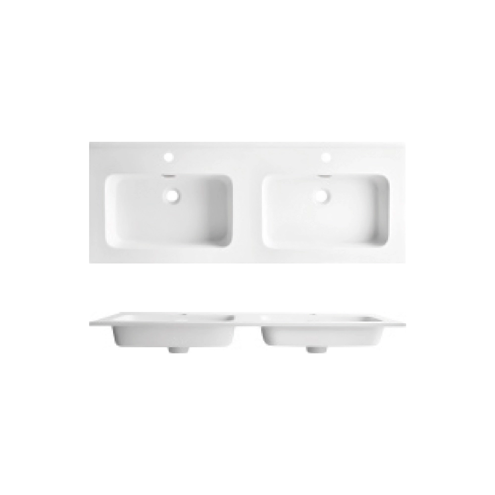 Lavabo da incasso 121x46cm doppia vasca in resina minerale | Vael Lavabo da incasso 121x46cm doppia vasca in resina minerale | Vael