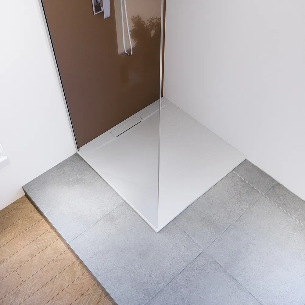 Piatto doccia 80x80 cm in marmoresina bianco effetto pietra | Paros Piatto doccia 80x80 cm in marmoresina bianco effetto pietra | Paros