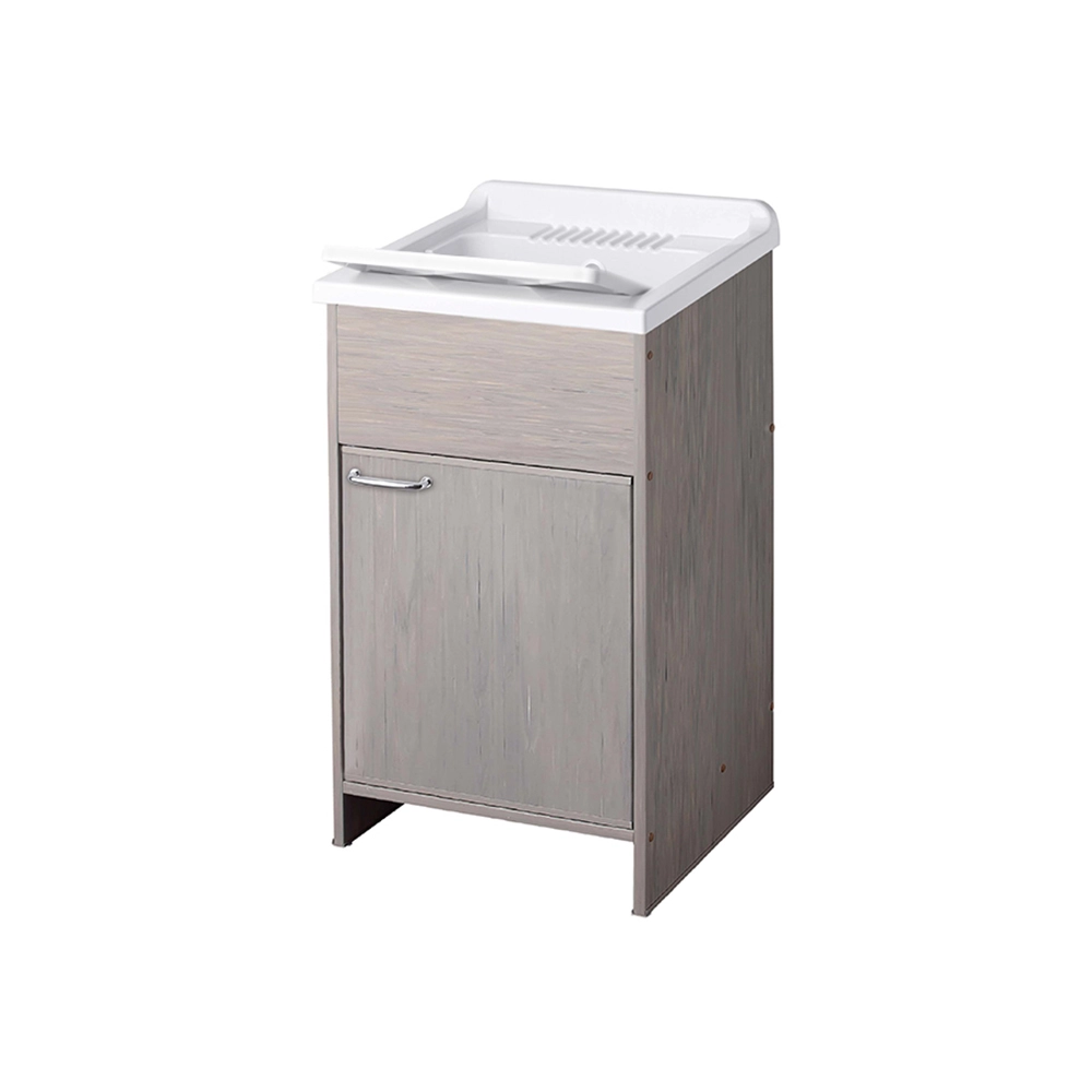 Mobile lavatoio in kit per esterni 45x50 cm in PVC rovere effetto legno - vasca e asse in PP, sifone e troppo pieno | Junior Mobile lavatoio in kit per esterni 45x50 cm in PVC rovere effetto legno - vasca e asse in PP, sifone e troppo pieno | Junior