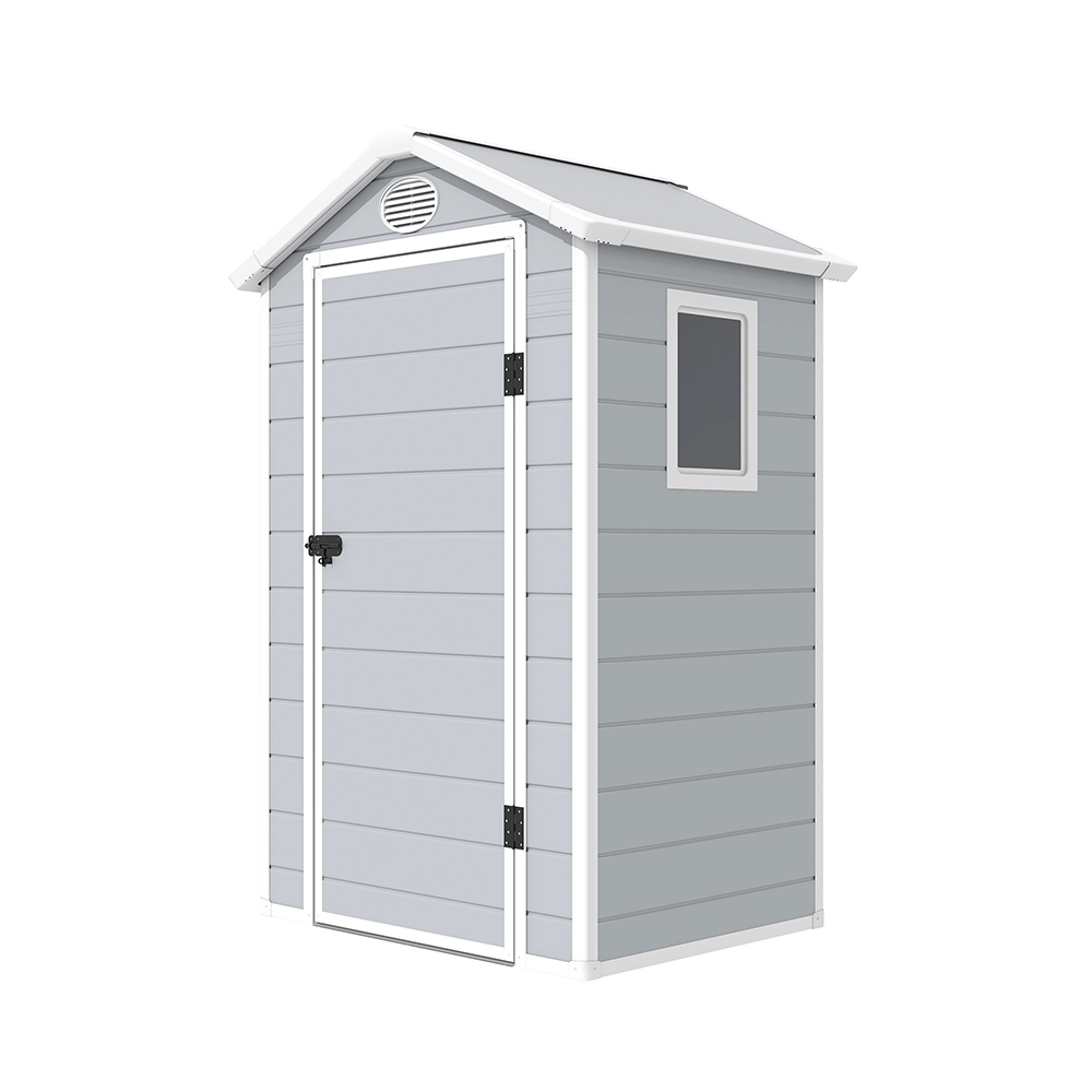 Casetta da giardino in polipropilene grigio 1,34x1,04xh2,04m - 33kg - 1,39 metri quadri Casetta da giardino in polipropilene grigio 1,34x1,04xh2,04m - 33kg - 1,39 metri quadri