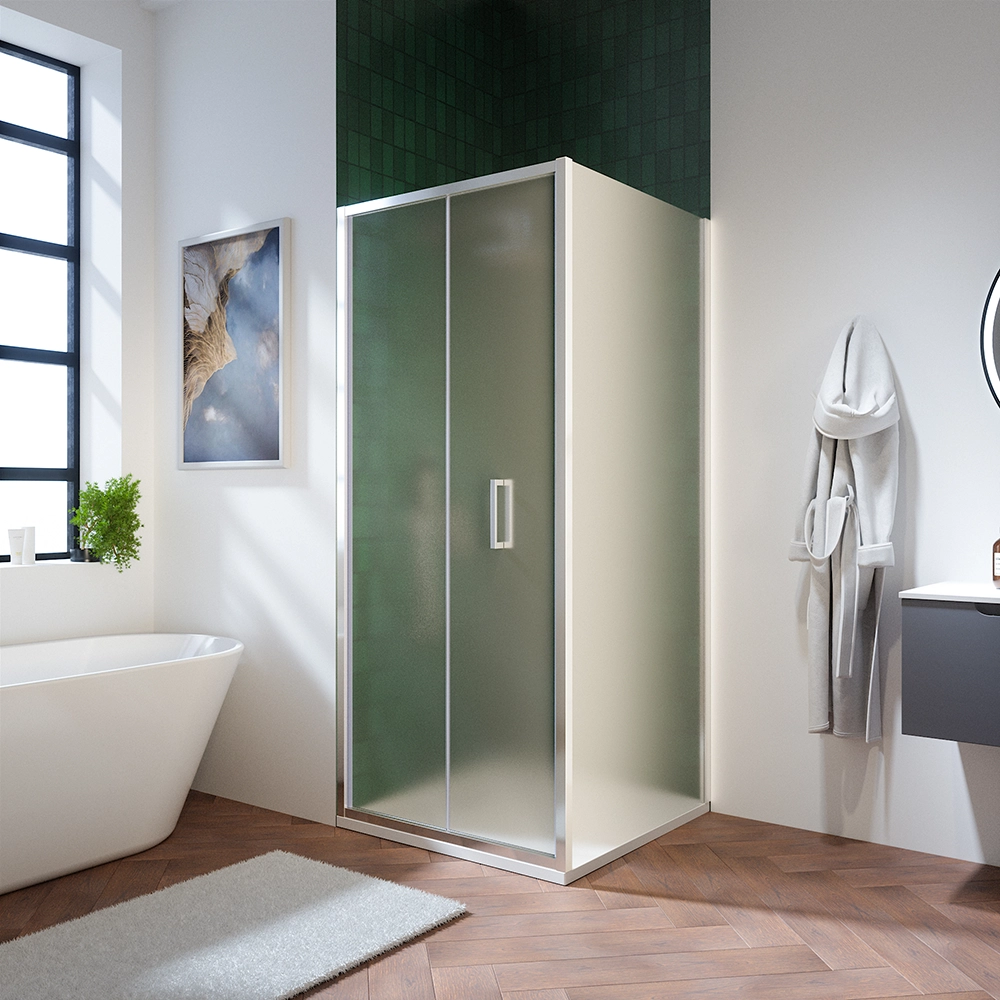 Box doccia 80x80 cm con apertura a libro vetro 6mm opaco h195 cm | Aruba Box doccia 80x80 cm con apertura a libro vetro 6mm opaco h195 cm | Aruba
