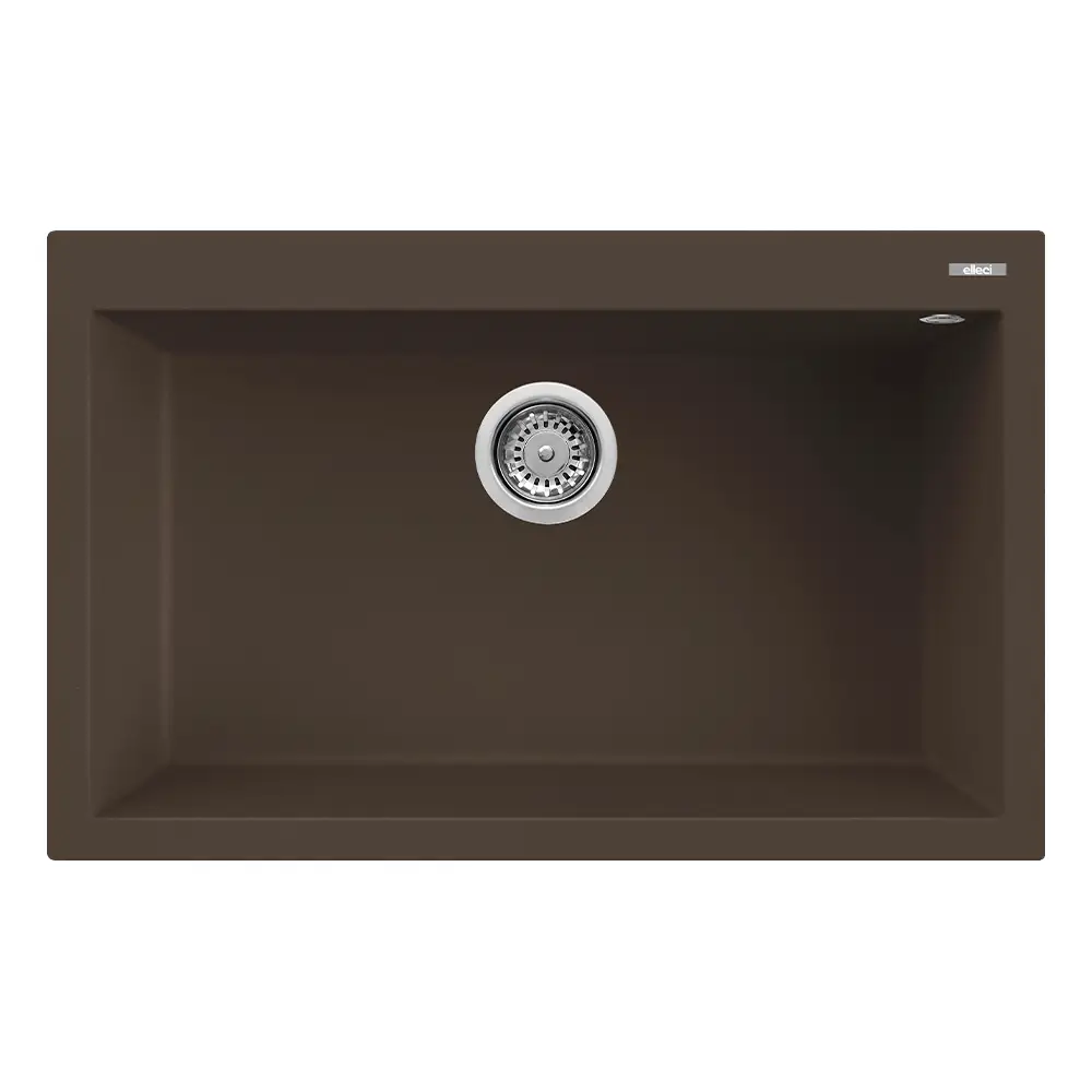 Elleci lavello da cucina 1 vasca 79x50cm in granitek espresso installazione sopratop | Quadra 130