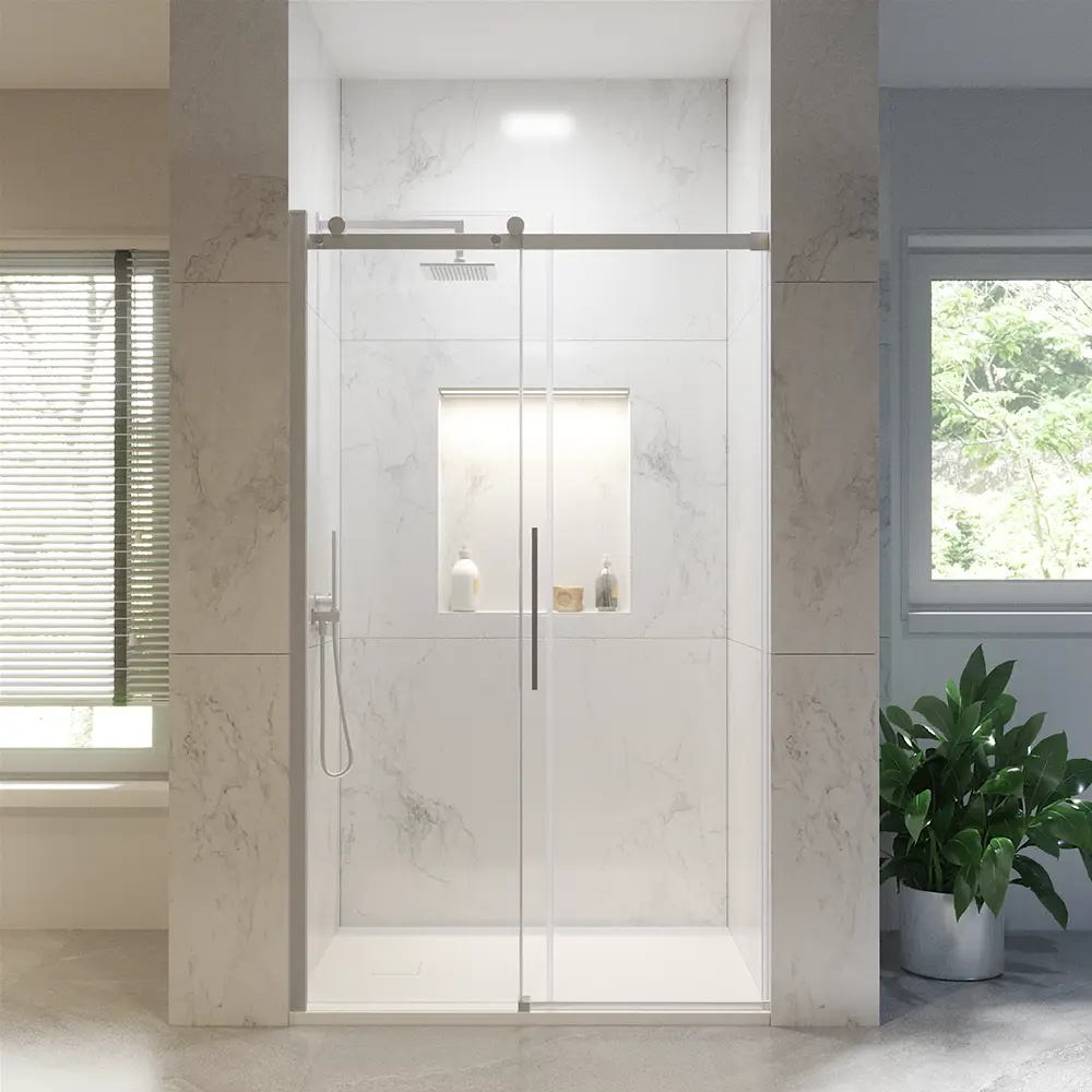 Porta doccia 140cm apertura scorrevole profili cromo vetro 8mm h195 | Creta Porta doccia 140cm apertura scorrevole profili cromo vetro 8mm h195 | Creta