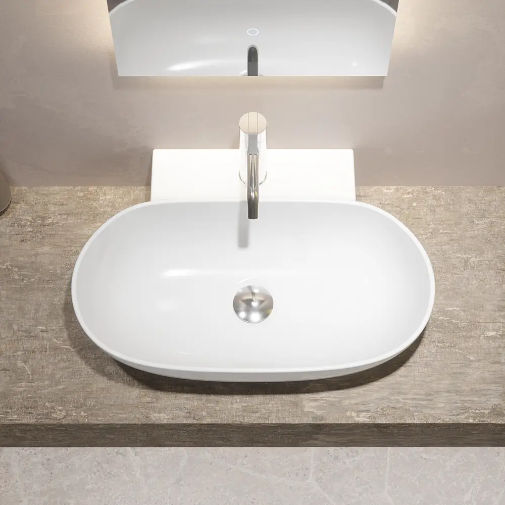 Lavabo da appoggio ovale 56x40x12,5 cm Bianco Lavabo da appoggio ovale 56x40x12,5 cm Bianco