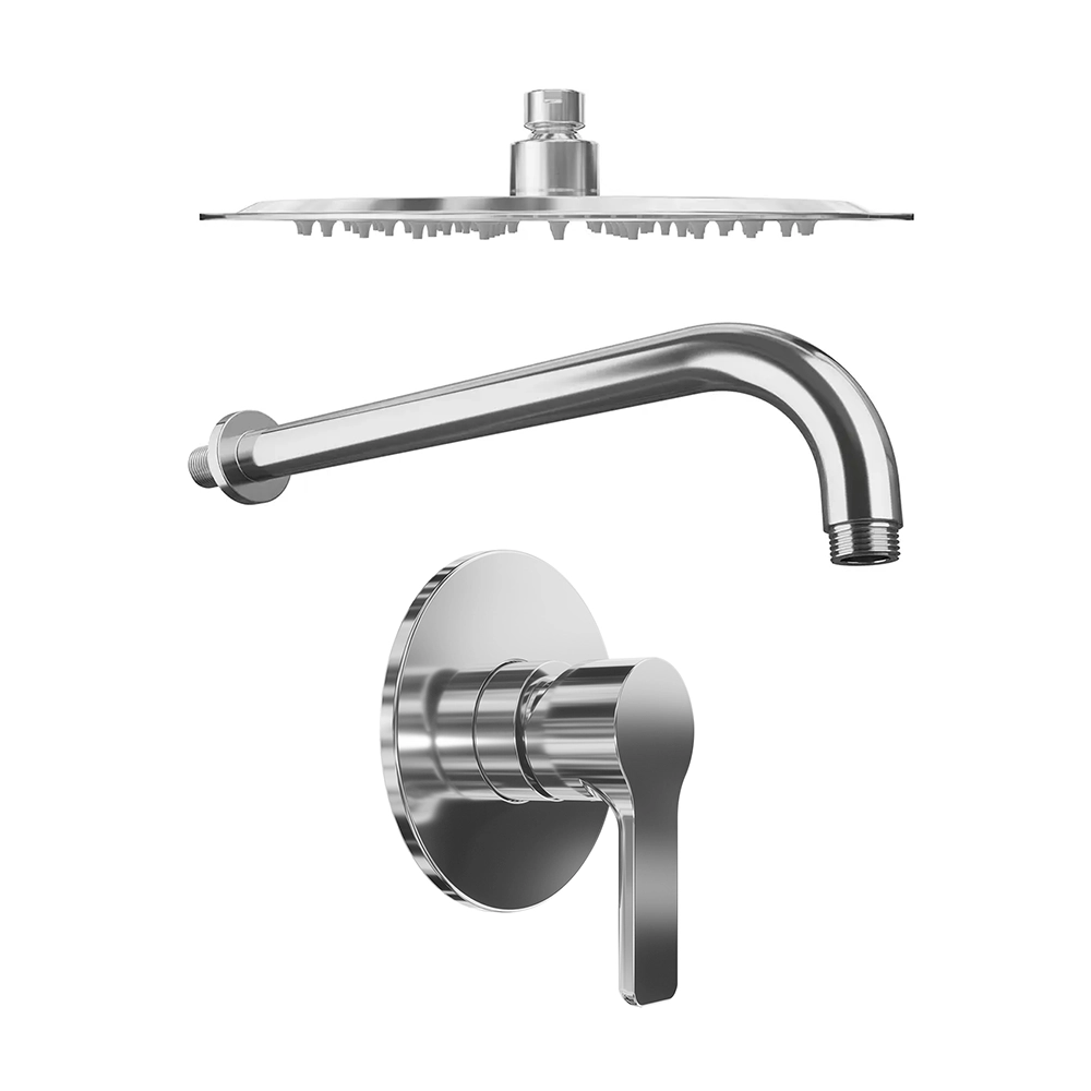 Set doccia cromato - Miscelatore incasso Mia con braccio e soffione slim 20 cm Set doccia cromato - Miscelatore incasso Mia con braccio e soffione slim 20 cm