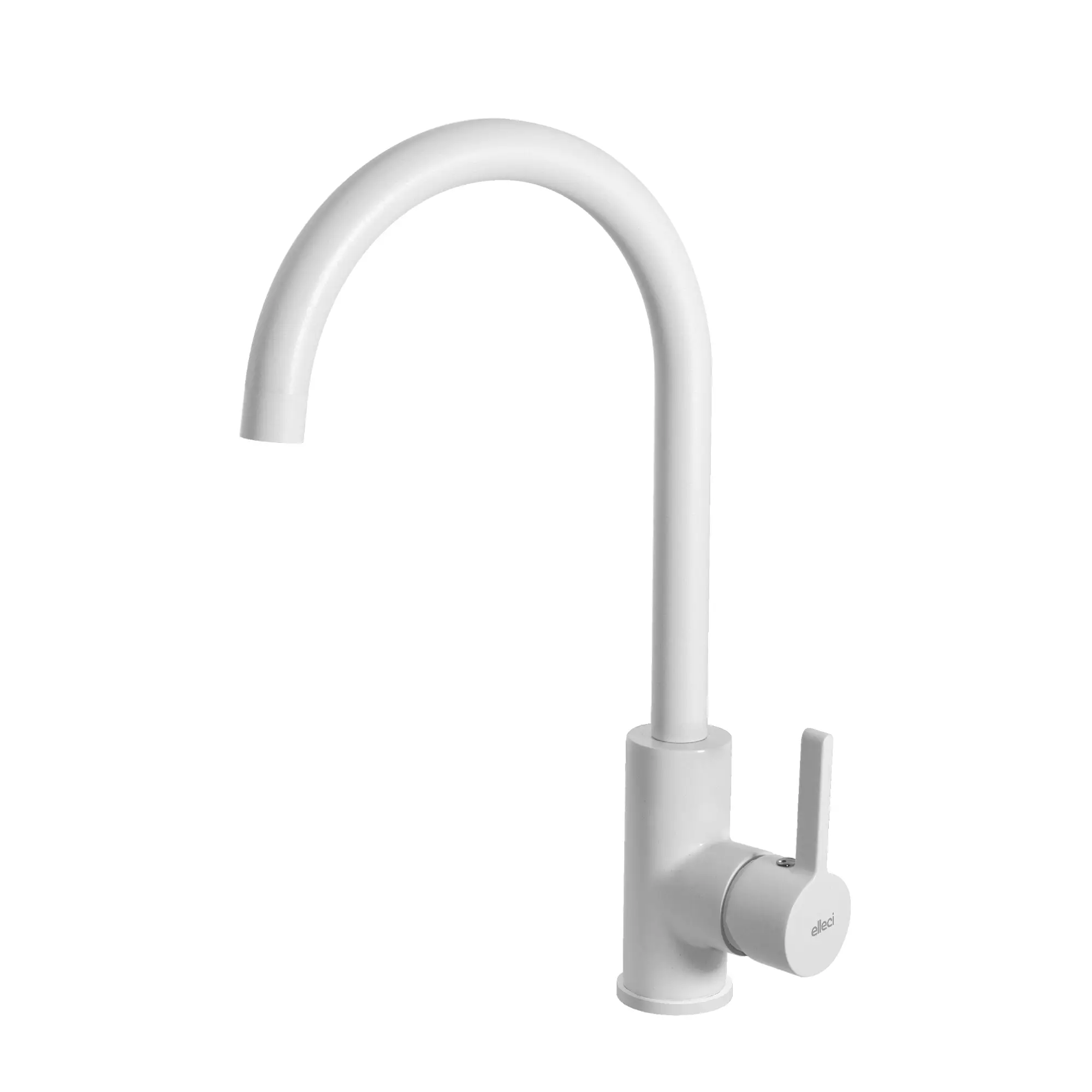 Elleci Miscelatore lavello cucina monocomando con canna girevole finitura granitek bianca | Caddy