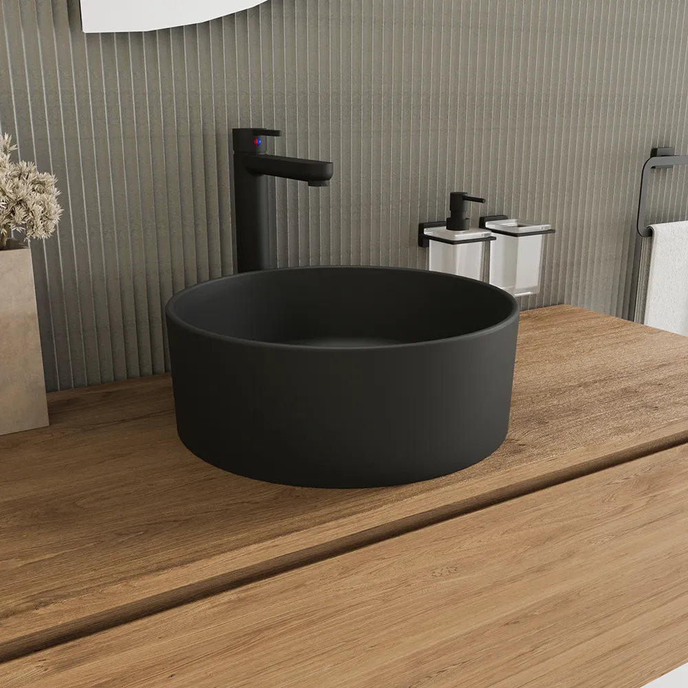 Lavabo da appoggio tondo 37,5x37,5x13,5 nero opaco | Tirreno Lavabo da appoggio tondo 37,5x37,5x13,5 nero opaco | Tirreno